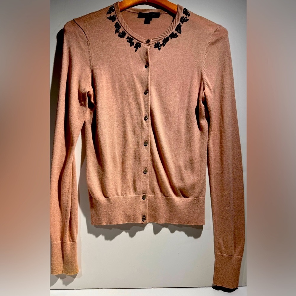 Ann Taylor L/S Cardigan w/ Embellished Neckline